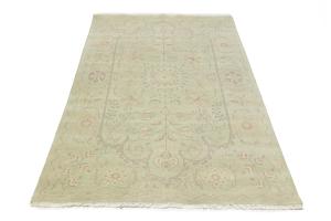 Muted Light Green Floral Transitional 6x9 Oriental Rug