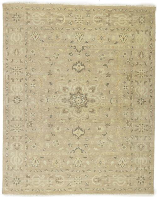 Muted Pinkish Beige Floral 8X10 Transitional Oriental Area Rug