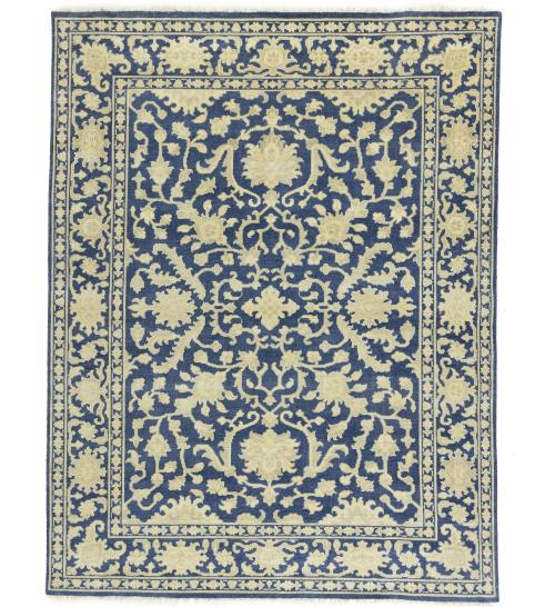 Muted Blue Floral 8x10 Transitional Oriental Rug