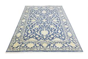Muted Blue Floral 8x10 Transitional Oriental Rug