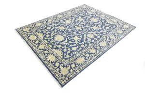Muted Blue Floral 8x10 Transitional Oriental Rug