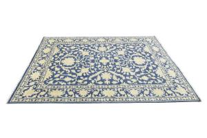 Muted Blue Floral 8x10 Transitional Oriental Rug
