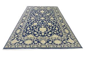 Muted Blue Floral 8x10 Transitional Oriental Rug