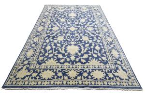 Muted Blue Floral 8x10 Transitional Oriental Rug