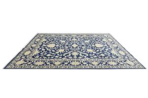Muted Blue Floral 8x10 Transitional Oriental Rug