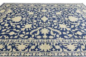 Muted Blue Floral 8x10 Transitional Oriental Rug