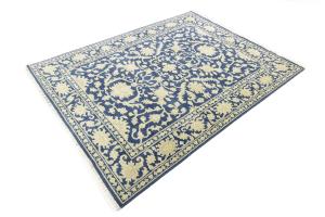 Muted Blue Floral 8x10 Transitional Oriental Rug