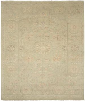 Muted Light Green Floral Transitional 8x10 Oriental Rug