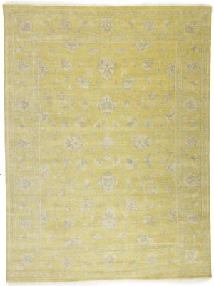 Muted Golden Yellow Floral 9x12Transitional Oriental Rug