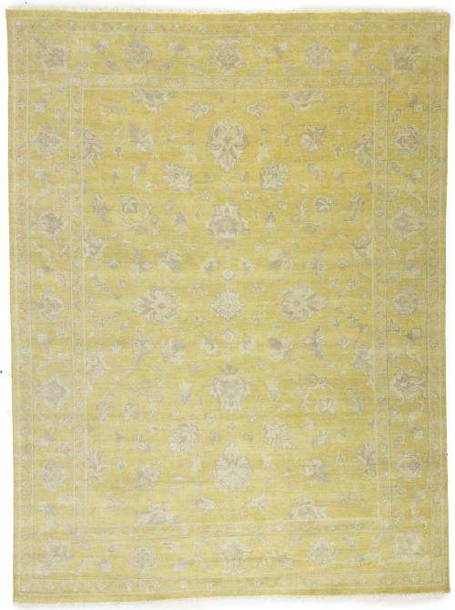 Muted Golden Yellow Floral 9x12Transitional Oriental Rug