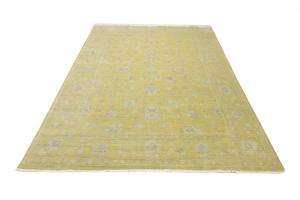Muted Golden Yellow Floral 9x12Transitional Oriental Rug