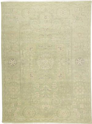 Muted Light Green Floral 9x12 Transitional Oriental Rug