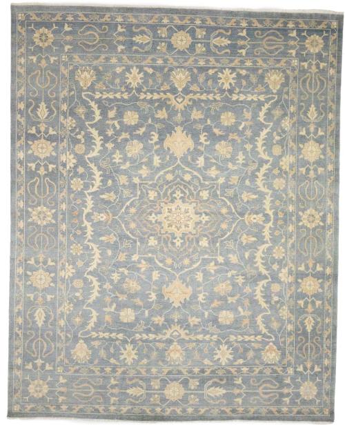 Muted Gray Floral 12x15 Transitional Oriental Area Rug
