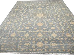 Muted Gray Floral 12x15 Transitional Oriental Area Rug