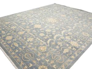 Muted Gray Floral 12x15 Transitional Oriental Area Rug