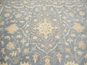 Muted Gray Floral 12x15 Transitional Oriental Area Rug