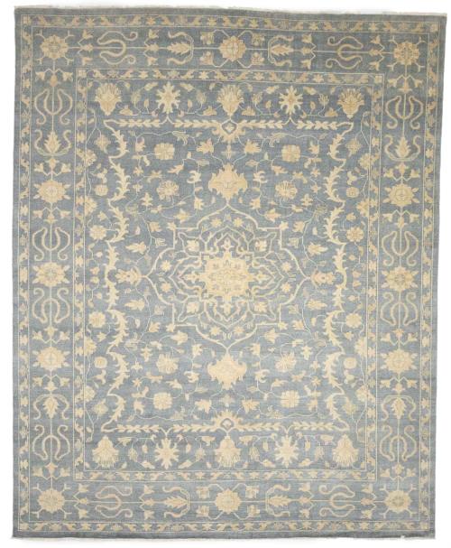 Muted Gray Floral 12x15 Transitional Oriental Area Rug