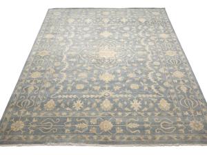 Muted Gray Floral 12x15 Transitional Oriental Area Rug