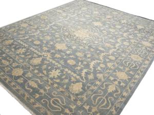 Muted Gray Floral 12x15 Transitional Oriental Area Rug