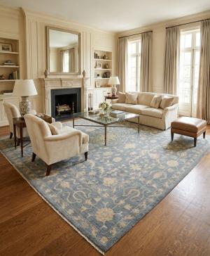 11'11 X 14'9 Hand Knotted Transitional Muted Gray Wool Rug