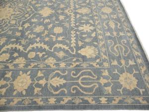 Muted Gray Floral 12x15 Transitional Oriental Area Rug