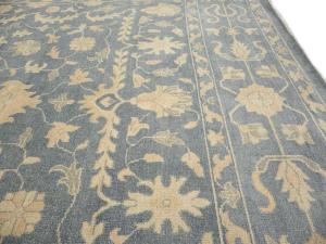 Muted Gray Floral 12x15 Transitional Oriental Area Rug