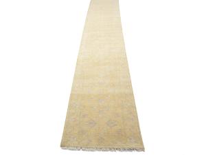 Muted Golden Yellow Floral 2'7X18'1 Transitional Oriental Runner Rug