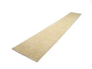 Muted Golden Yellow Floral 2'7X18'1 Transitional Oriental Runner Rug