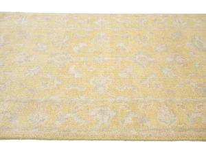 Muted Golden Yellow Floral 2'7X18'1 Transitional Oriental Runner Rug