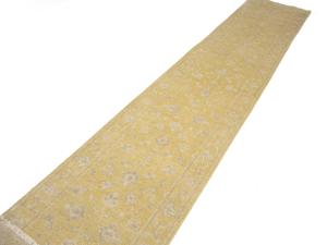 Muted Golden Yellow Floral 3x20 Transitional Oriental Runner Rug