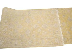 Muted Golden Yellow Floral 3x20 Transitional Oriental Runner Rug