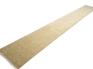 Muted Golden Yellow Floral 3x20 Transitional Oriental Runner Rug