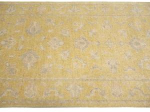 Muted Golden Yellow Floral 3x20 Transitional Oriental Runner Rug