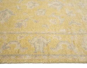 Muted Golden Yellow Floral 3x20 Transitional Oriental Runner Rug