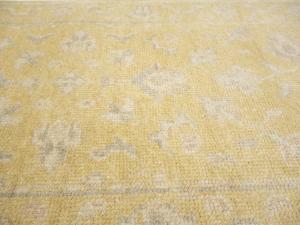Muted Golden Yellow Floral 3x20 Transitional Oriental Runner Rug