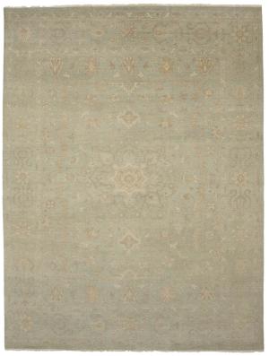 Muted Aqua Green Floral 9x12Transitional Oriental Rug