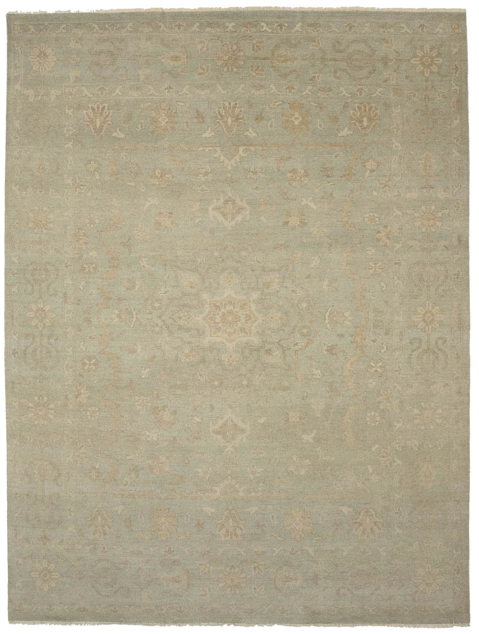 Muted Aqua Green Floral 9x12Transitional Oriental Rug