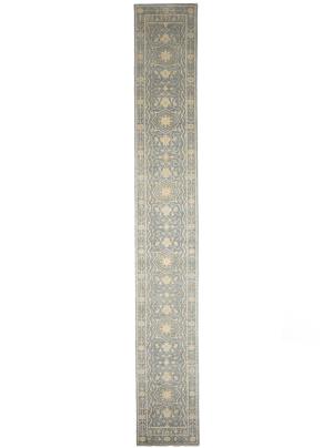 Muted Gray Floral 3x18 Transitional Oriental Runner Rug