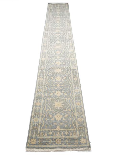 Muted Gray Floral 3x18 Transitional Oriental Runner Rug
