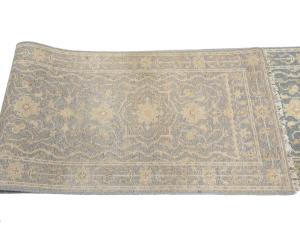 Muted Gray Floral 3x18 Transitional Oriental Runner Rug