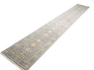 Muted Gray Floral 3x18 Transitional Oriental Runner Rug