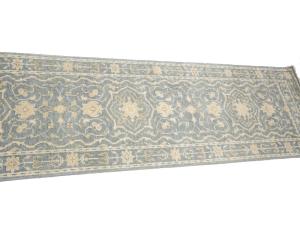 Muted Gray Floral 3x18 Transitional Oriental Runner Rug