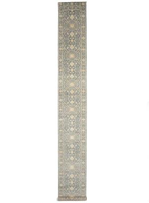 Muted Gray Floral 3x20 Transitional Oriental Runner Rug