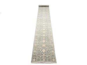 Muted Gray Floral 3x20 Transitional Oriental Runner Rug