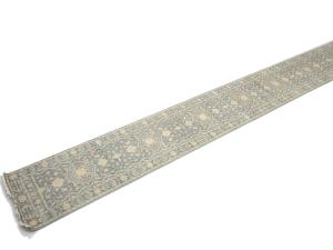 Muted Gray Floral 3x20 Transitional Oriental Runner Rug