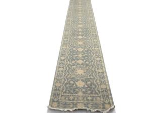 Muted Gray Floral 3x20 Transitional Oriental Runner Rug