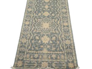 Muted Gray Floral 3x20 Transitional Oriental Runner Rug