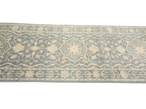 Muted Gray Floral 3x20 Transitional Oriental Runner Rug
