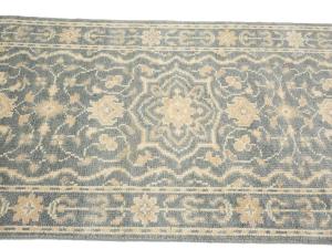 Muted Gray Floral 3x20 Transitional Oriental Runner Rug