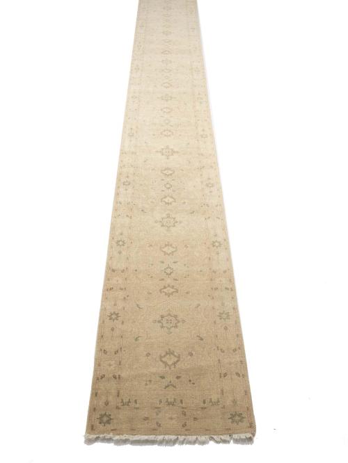 Muted Pinkish Beige Floral 2'6X19'8 Transitional Oriental Runner Rug